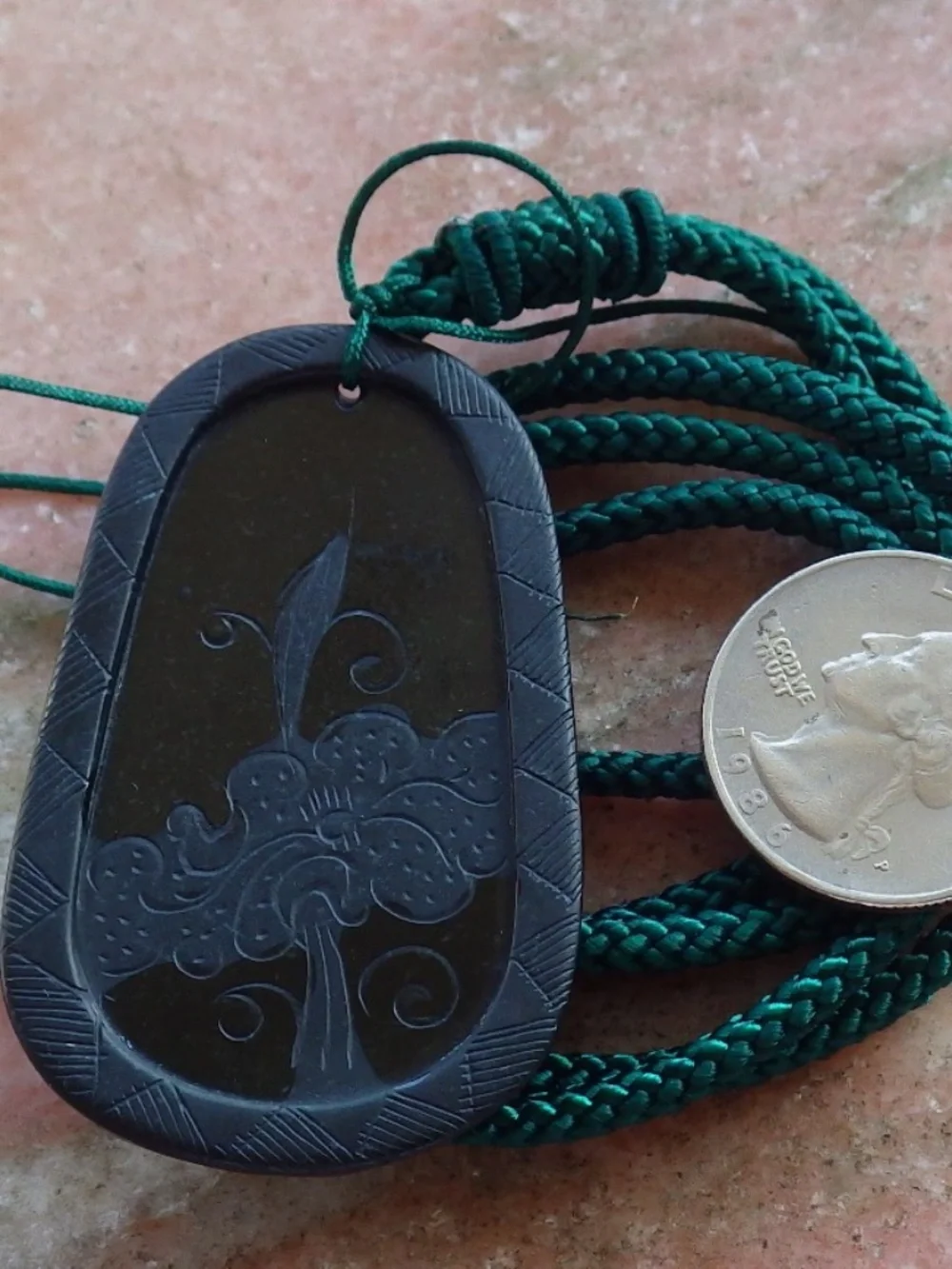 Certified Dark Green Black Burma A Jade Jadeite Dragon Beads Pendant Necklace